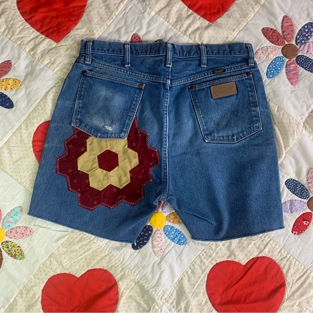 Vintage Upcycled wrangler jean cut off shorts